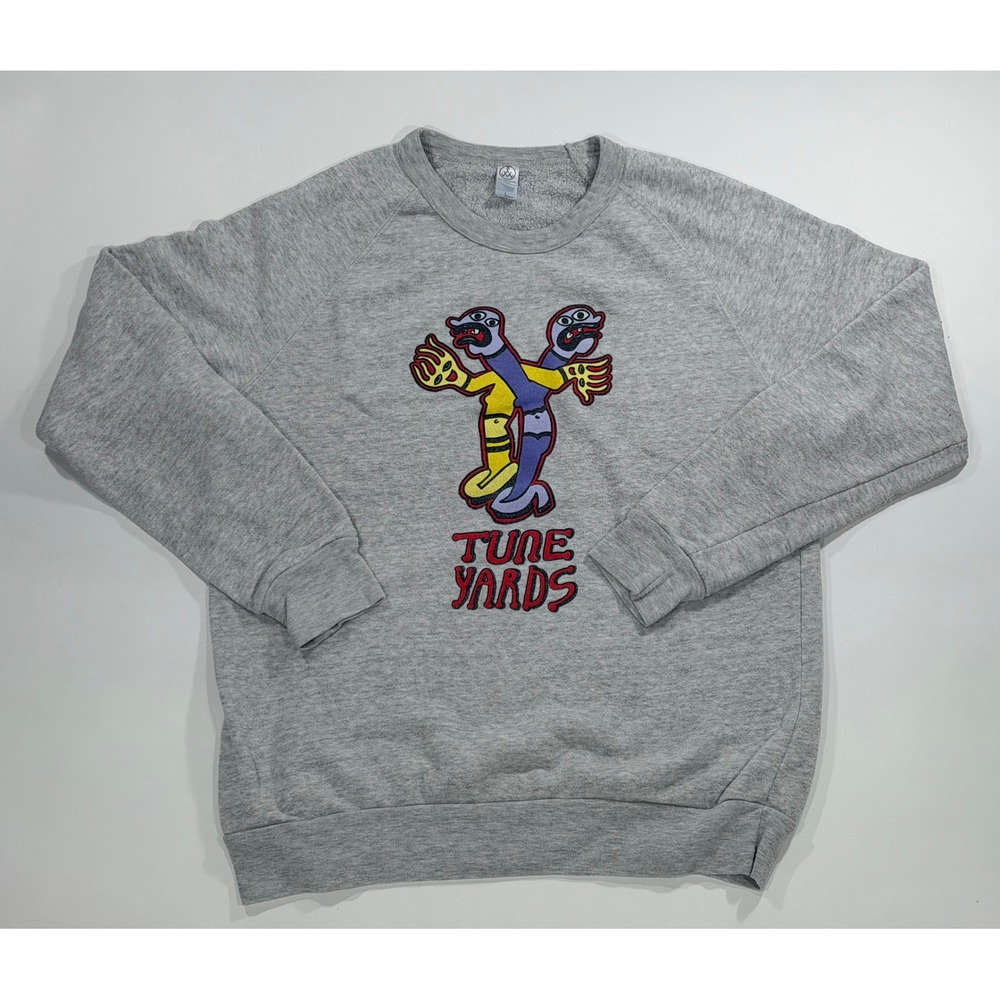 Tune-Yards Tour Sweatshirt Heather Gray Raglan Graphic Pullover Medium